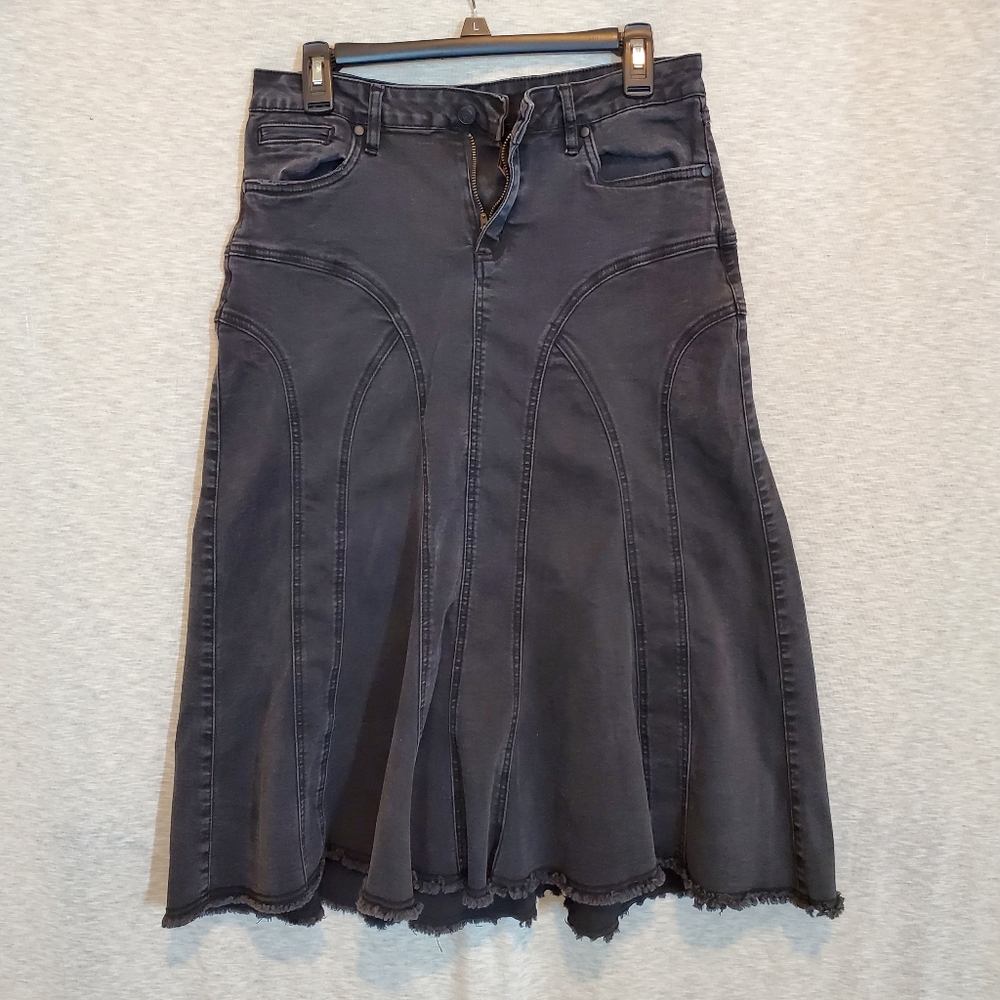 Black Denim Midi Skirt Sz 10